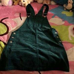 Small Forever 21 Dark Green Corduroy Overall Skirt